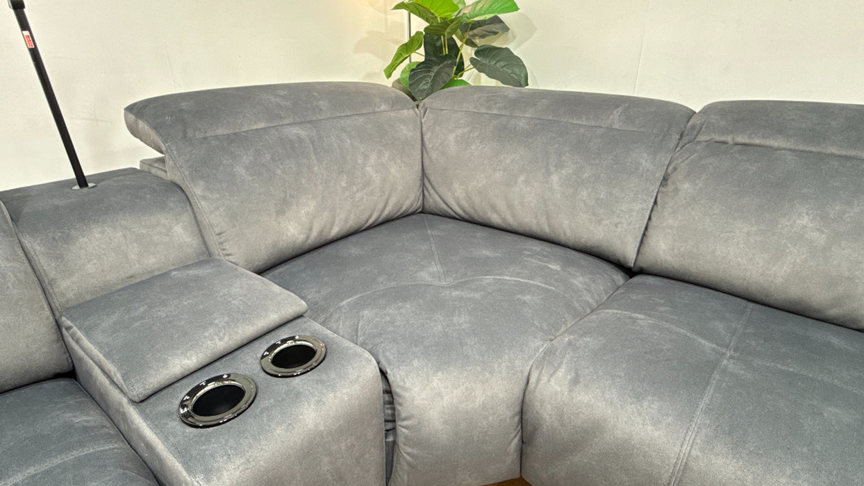 Sofology The Marvella Fabric 1.5 Console Corner 3 Power Recliner/Headrest in Lifestyle Flecked Charcoal