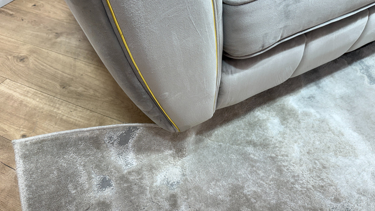 Sofology Gabrielle Fabric 4 Seater Gold Trim in Plush Pebble/Alexa Truffle Mix