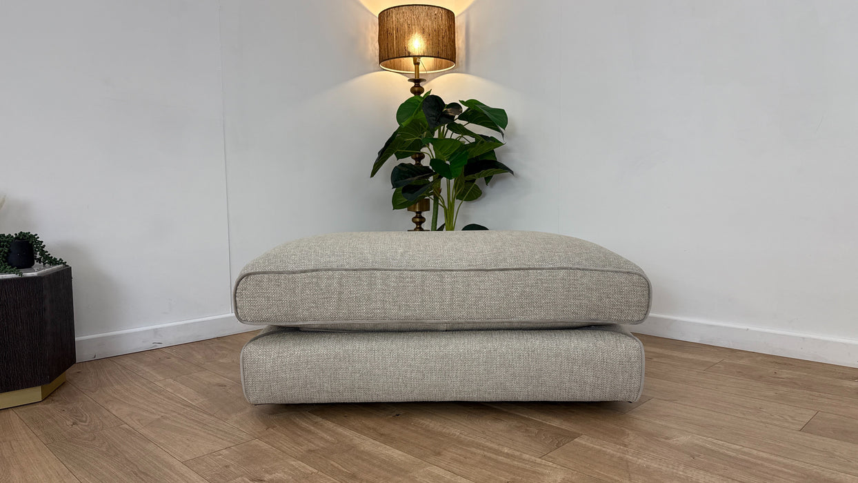 Sofology Sterling Fabric Designer Footstool in Chunky Woven Stone