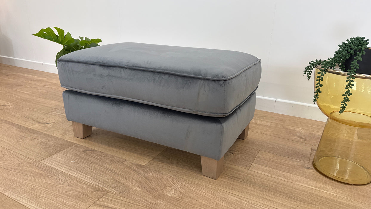 Canterbury Fabric Combi Footstool -  Velvet Granite All Over