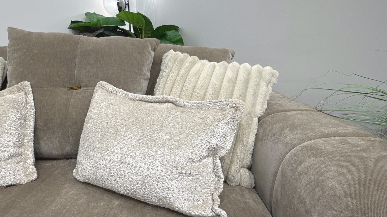 Sofology Oscar 2 Seater Fabric Sofa in Textured Chenille Stone