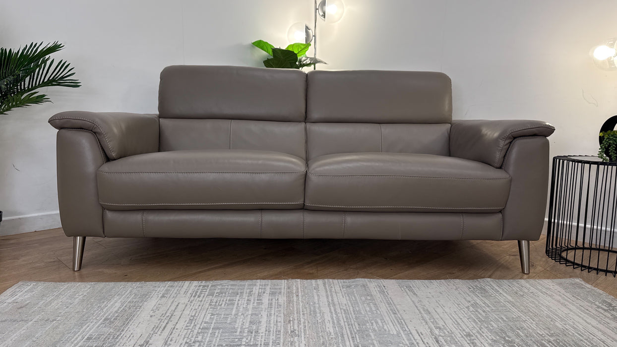 Sofology Illinois Leather 3 Seater in Trusty Soft Sheen Taupe