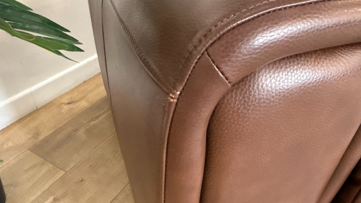 Sofology The Premiere 2.5 Seater Recliner Sofa Console in Trusty Embossed Leather Chestnut