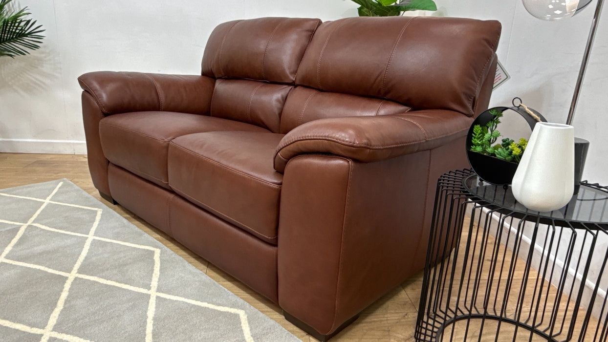 Sofology Santina Leather 3 Seater in Relaxed Soft Brown