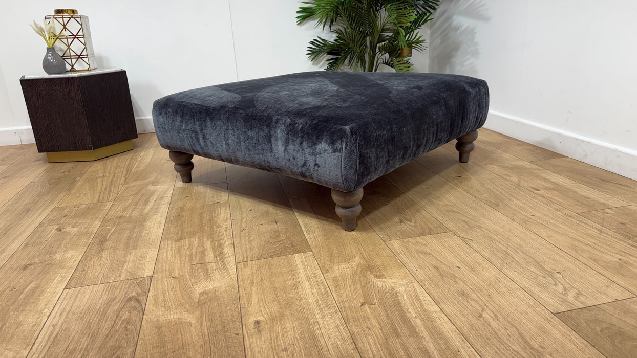 Sofology Highgrove Fabric Designer Footstool in Luxe Chenille Charcoal