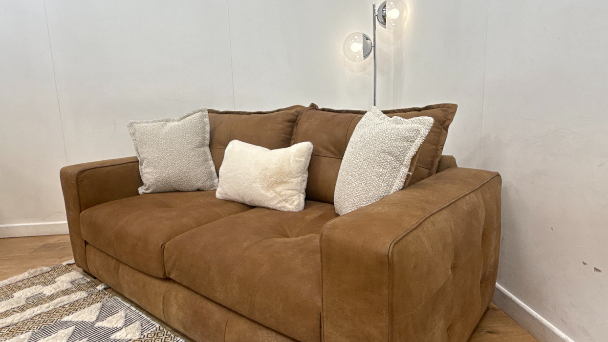 Sofology Artisan Leather 3 Seater in Character Tan/Natural Mix