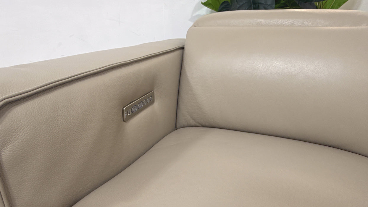 Sofology Horizon Leather 2 Seater Power Recliner/Headrest in Trusty Embossed Stone