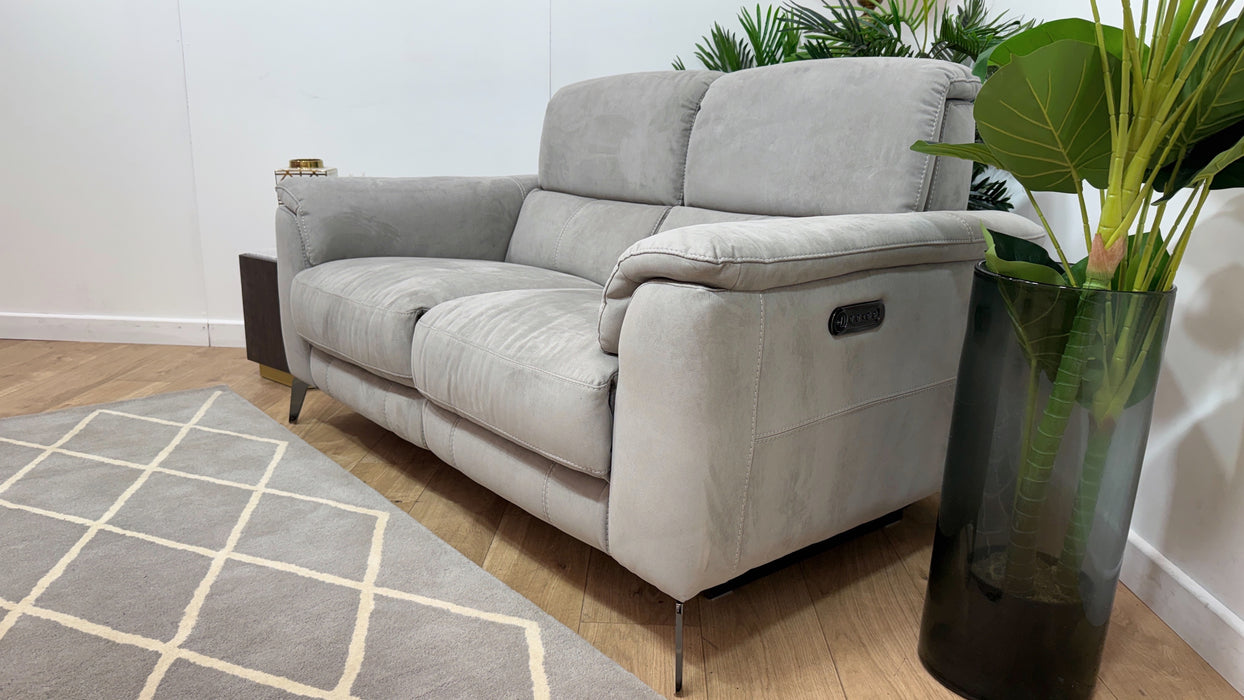Sofology Illinois Fabric 2 Seater Power Recliner/Headrest in textured fabric grey