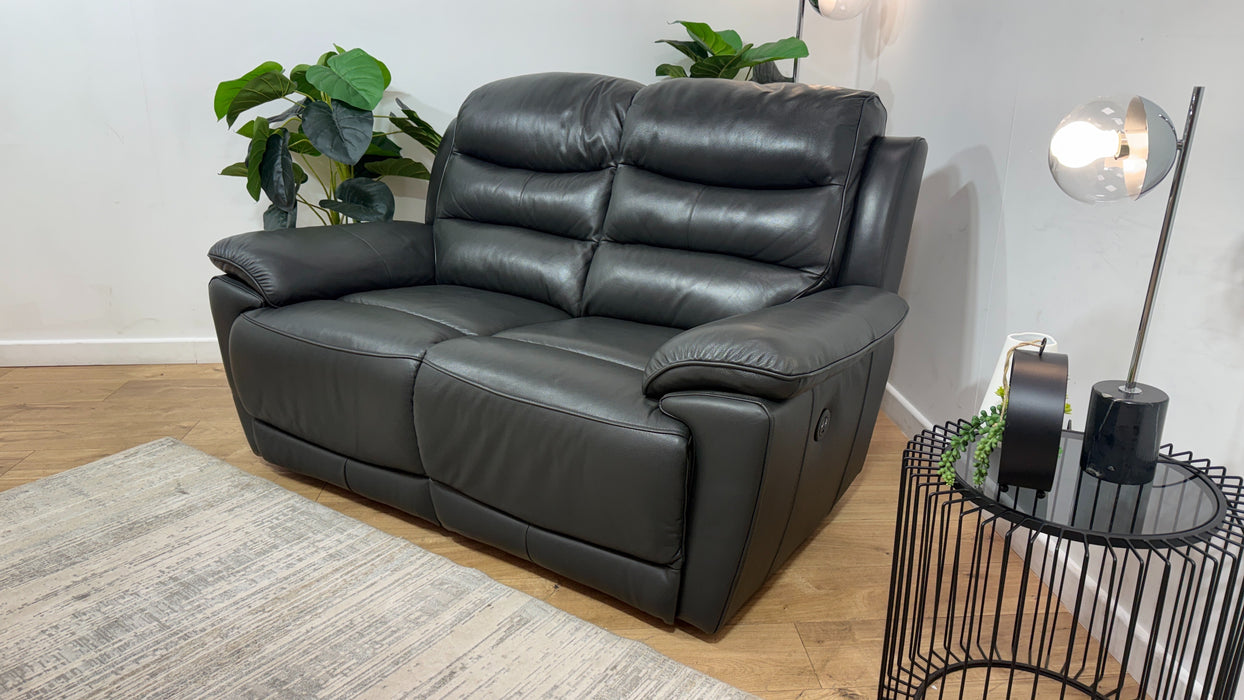 DFS Premier 2 Seater Leather Power Recliner Sofa in Graphite