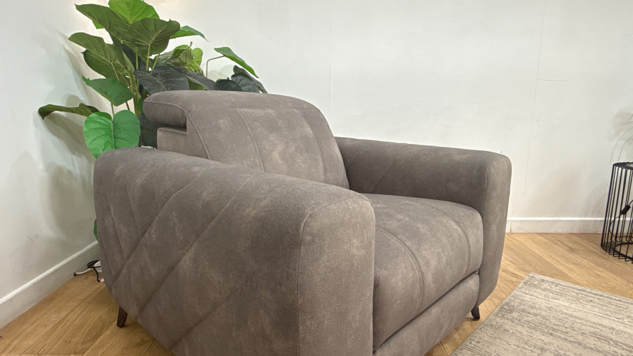 Sofology Allure Fabric Chair Power Recliner/Headrest Speakers in Lifestyle Flecked Mocha