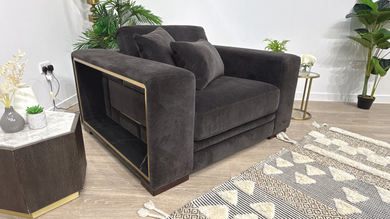 Sofology Obsidian Fabric Loveseat in Relaxed Chenille Raisin