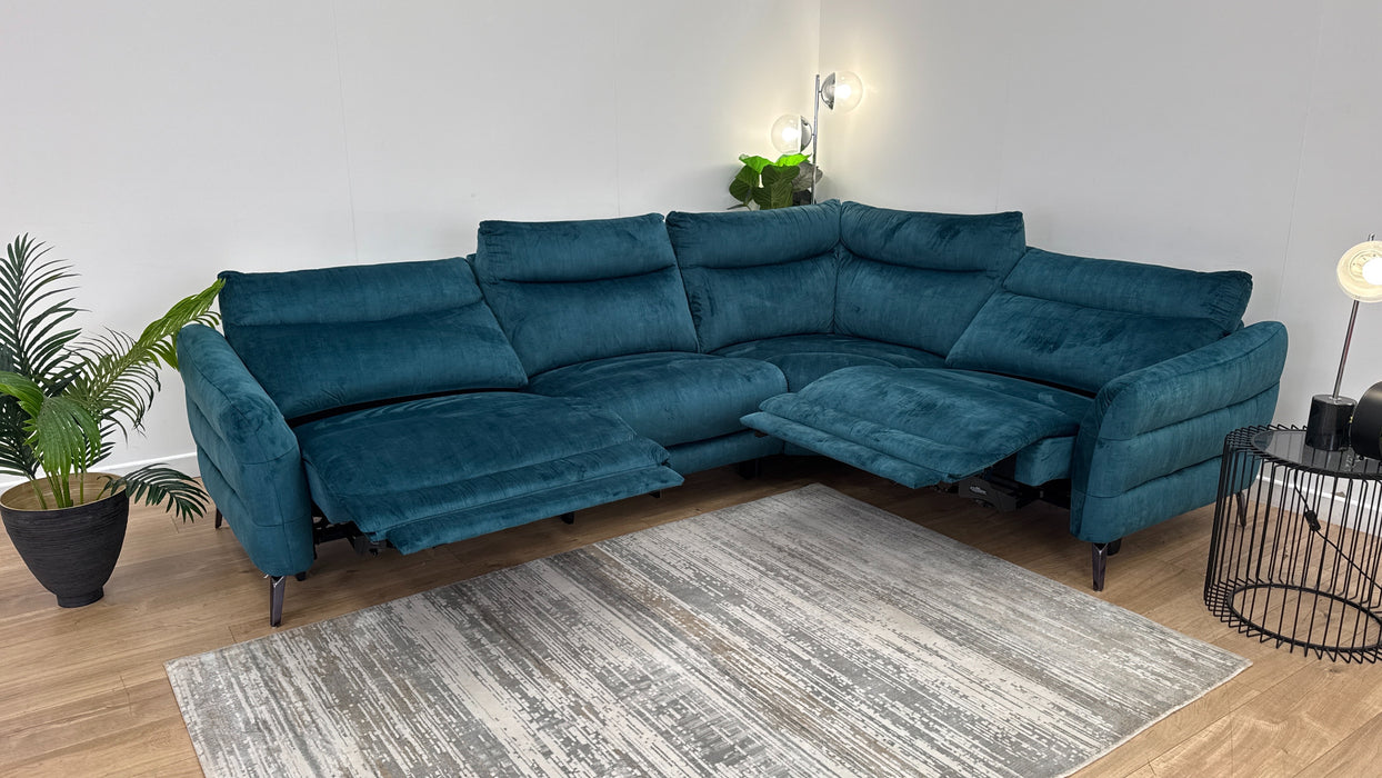 Sofology Renato Fabric Power 3 Corner 1.5 in Teal