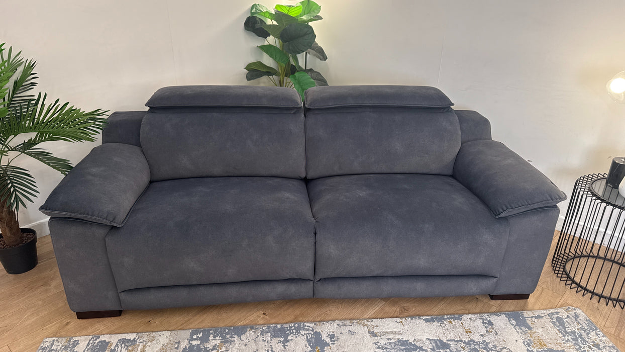 Sofology Benz Fabric 3 Seater Power Recliner/Headrest in Lifestyle Flecked Charcoal