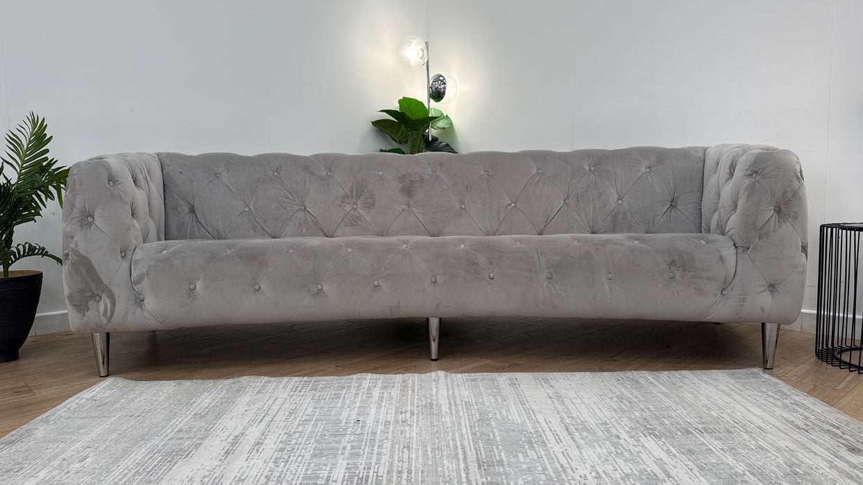 Sofology Alchemist Fabric 4 Seater in Plush Silver
