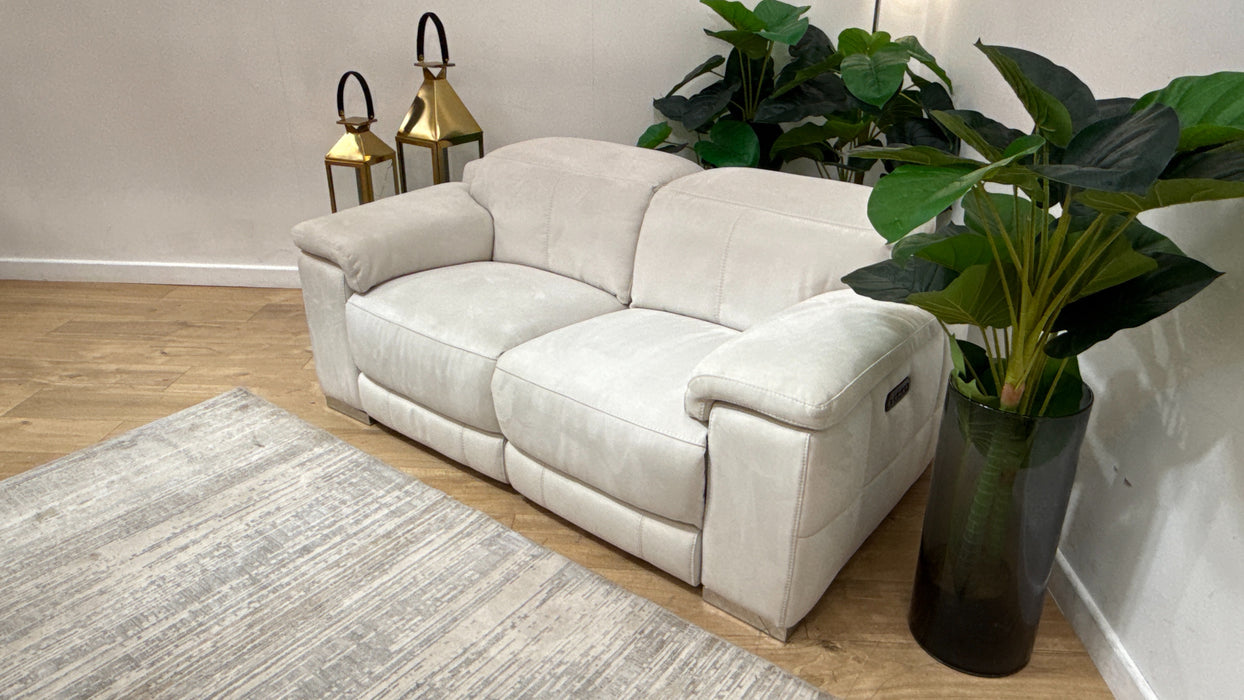 Sofology Laurence Fabric 2 Seater Power Recliner/Headrest in Toronto Beige