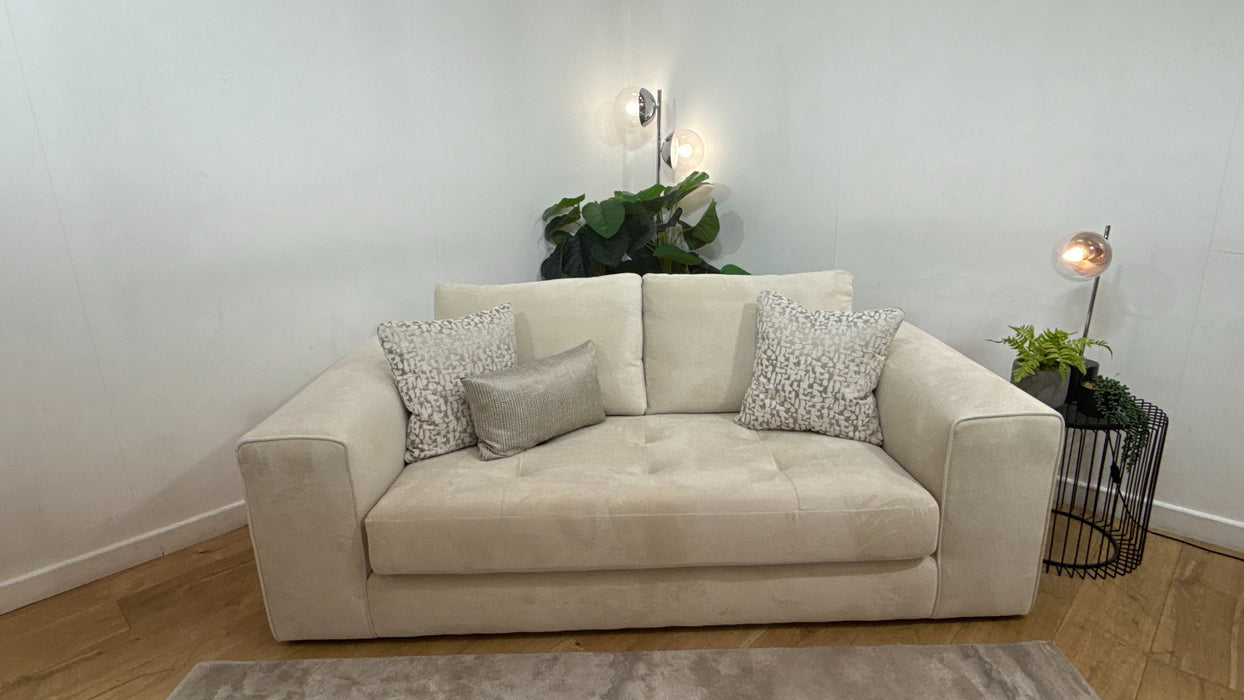 Sofology Ascot Fabric 3 Seater Bench Seat in Soft Sherpa Natural Mix