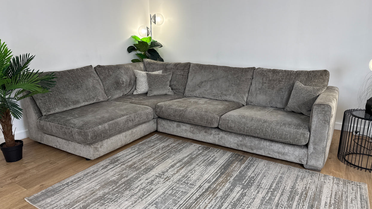 Sofology The Majestica 1 Terminal Corner 3 Fabric Sofa in Plain Truffle Mix