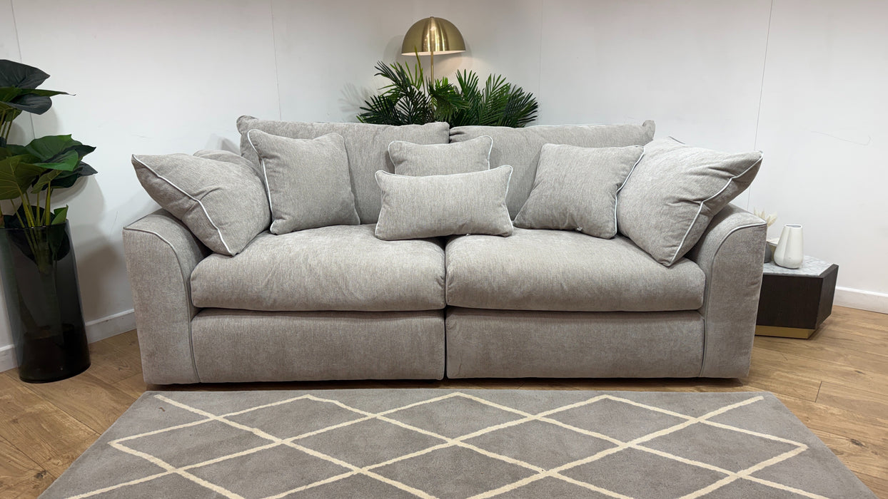 Sofology Georgio Fabric 4 Seater Split Feather Flex Seats in Lifestyle Plush Chenille Stone Mix