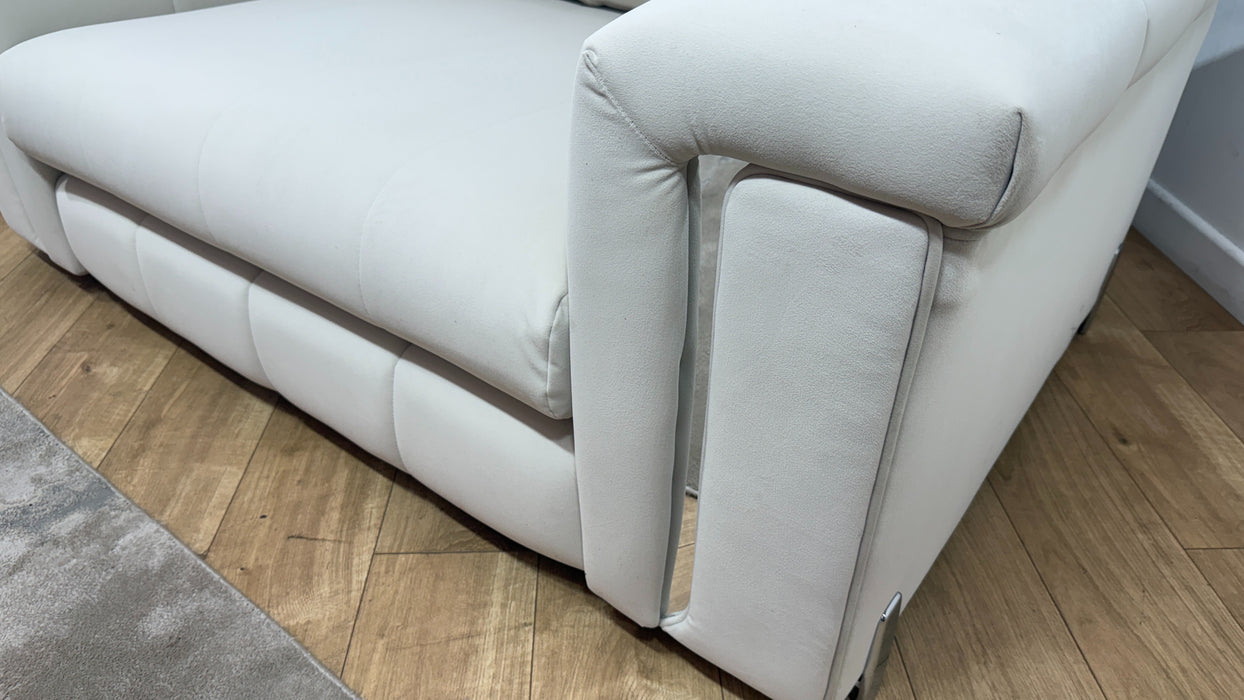 Sofology Oscar Fabric Loveseat Silver Trim in Super Matt Velvet Ecru Mix