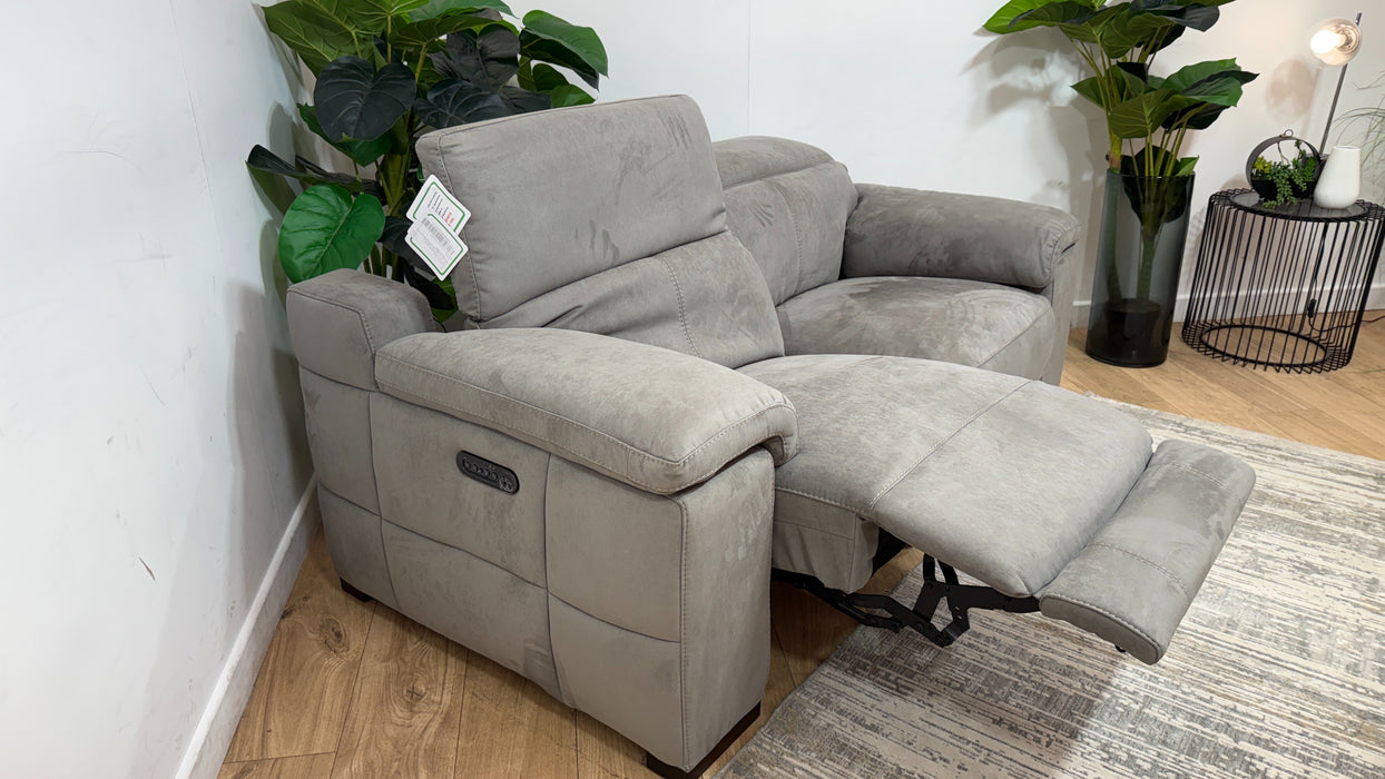 Sofology Laurence Fabric 2 Seater Power Recliner/Headrest in Lifestyle Textured Charcoal