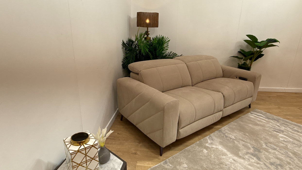 Sofology Allure Fabric 2.5 Seater Power Recliner/Headrest Heated Seats Lumbar Support in Lifestyle Nubuck Feel Stone