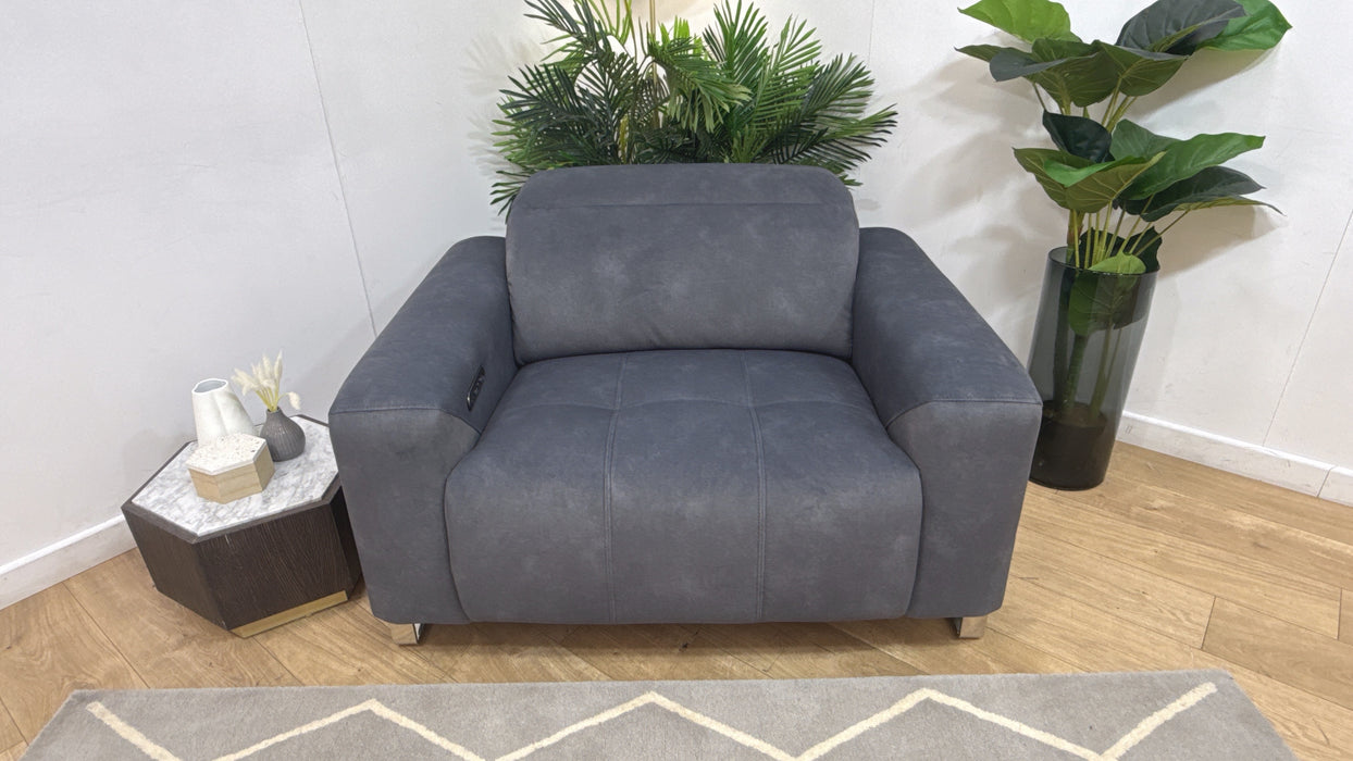 Sofology Marvella Fabric Loveseat Power Recliner/Headrest in Lifestyle Flecked Charcoal