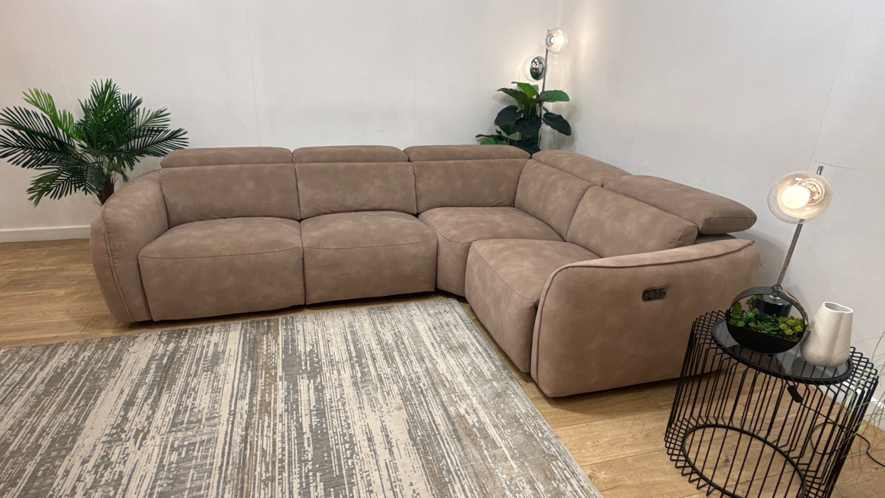 Sofology Serene Fabric 3 Corner 1 Power Recliner/Headrest in Lifestyle Mottled Latte