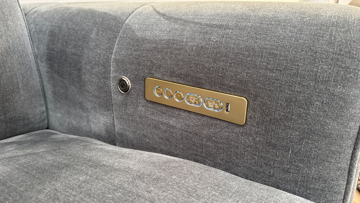 Sofology Kingsbridge Fabric 3 Seater Power Recliner/Headrest Heated Seat in Relaxed Chenille Charcoal