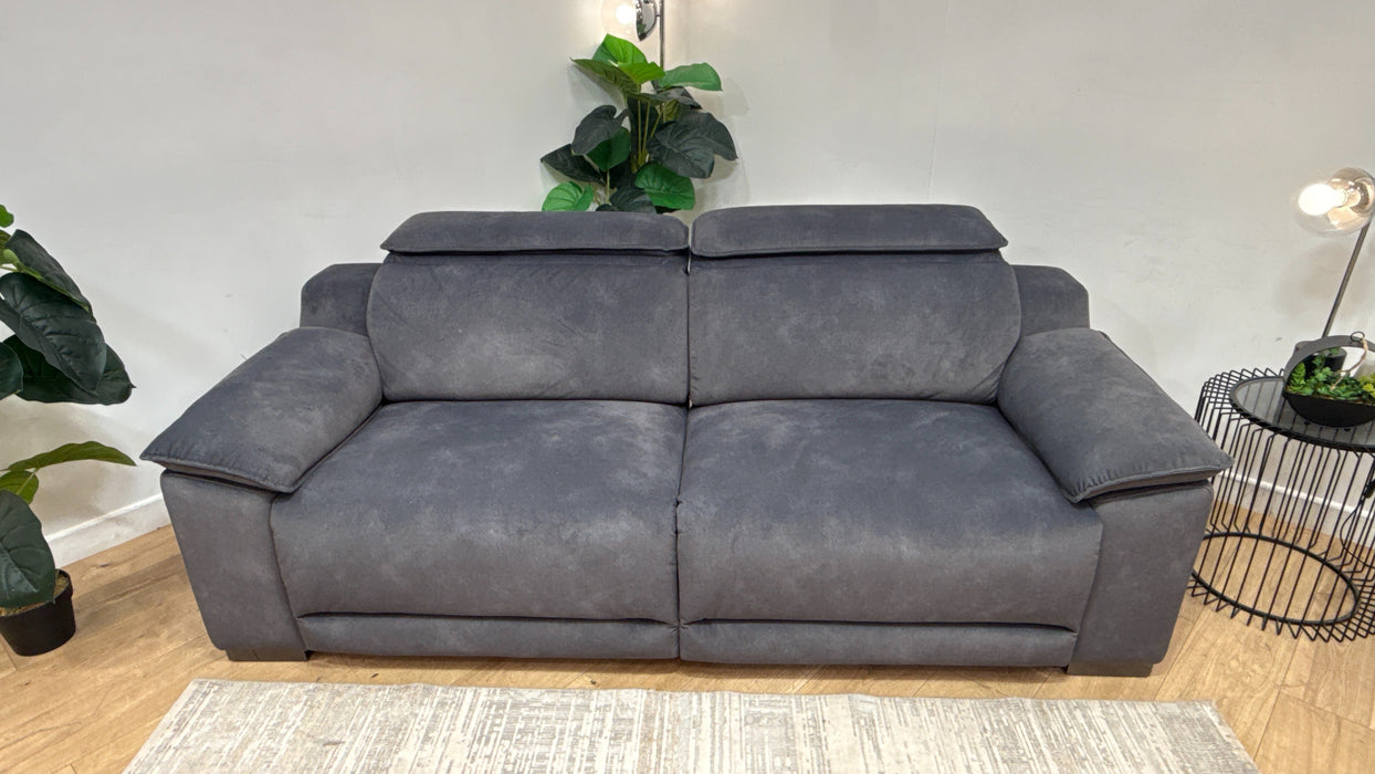 Sofology Benz Fabric 3 Seater Power Recliner/Headrest Heated Seats in Lifestyle Flecked Charcoal