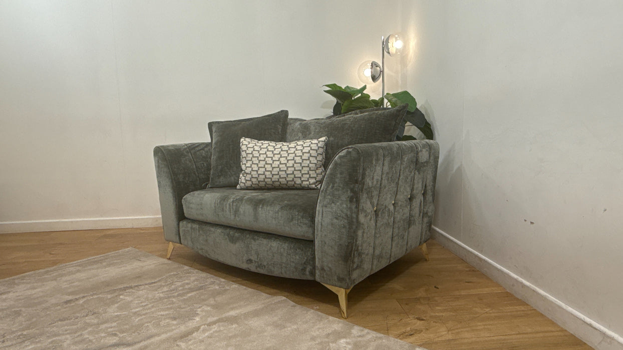 Sofology Luella Fabric Loveseat in Luxe Chenille Alpine Green Mix