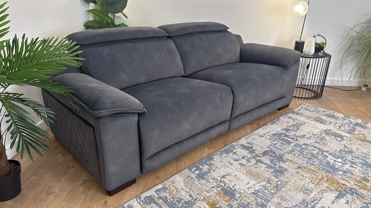 Sofology Benz Fabric 3 Seater Power Recliner/Headrest in Lifestyle Flecked Charcoal