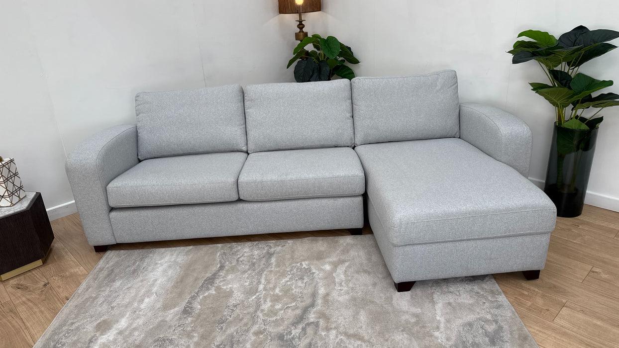 DFS Layla Right Hand Facing Storage Chaise End 3 Seater Supreme Sofa Bed in Silver