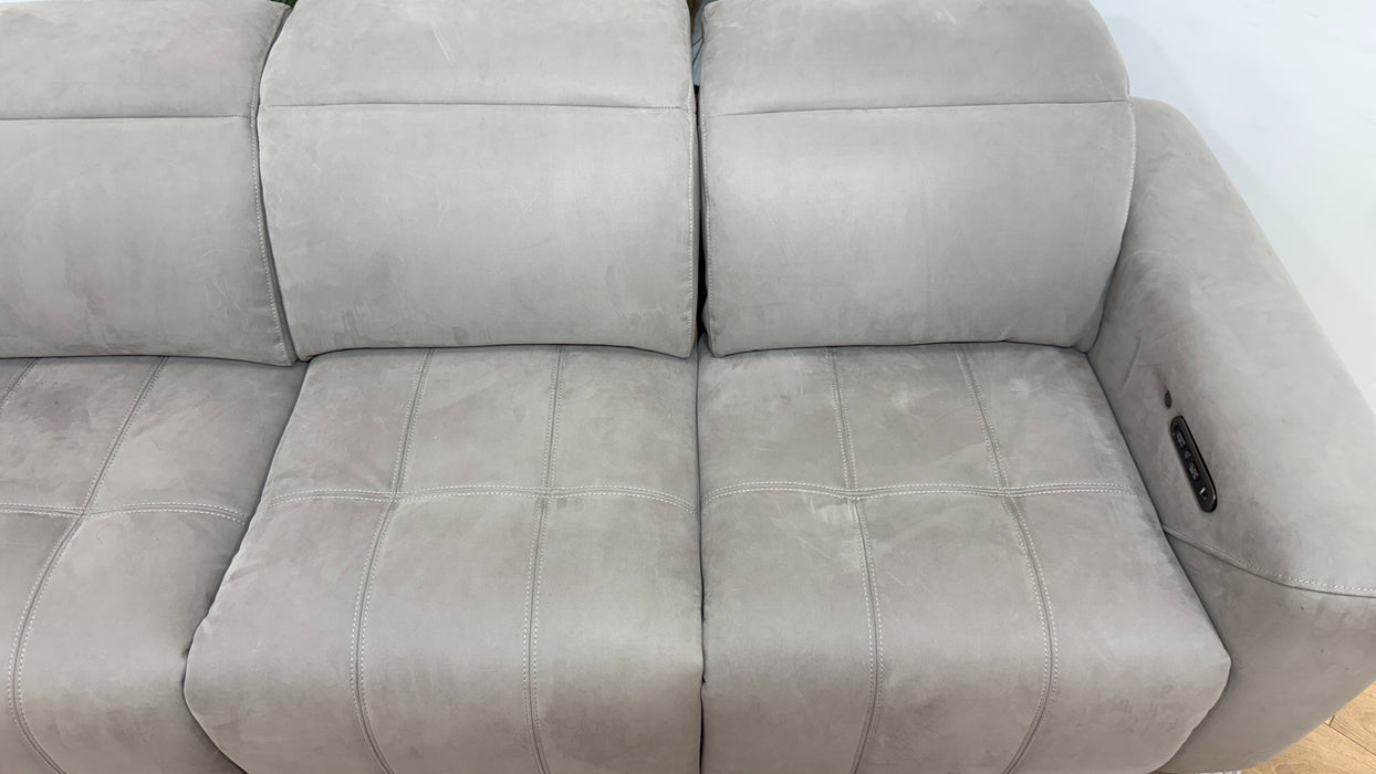 Sofology Marvella Fabric 3 Seater Power Recliner/Headrest Heated Seats in Lifestyle Nubuck Feel Light Grey