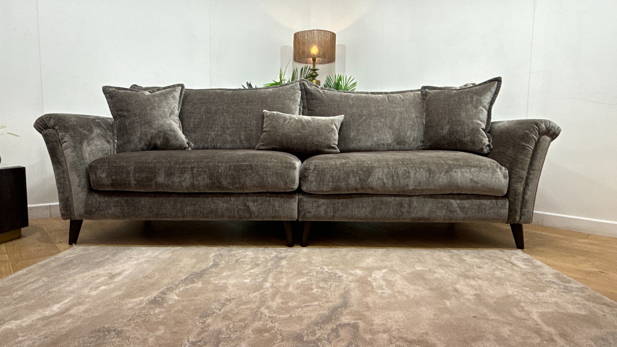 Sofology Beaumont Fabric 4 Seater Split Feather Flex Seats in Luxury Chenille Truffle
