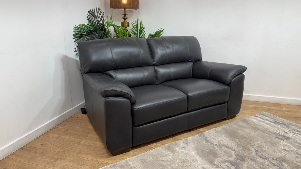 Sofology Santina Leather 2 Seater in Relaxed Soft Charcoal