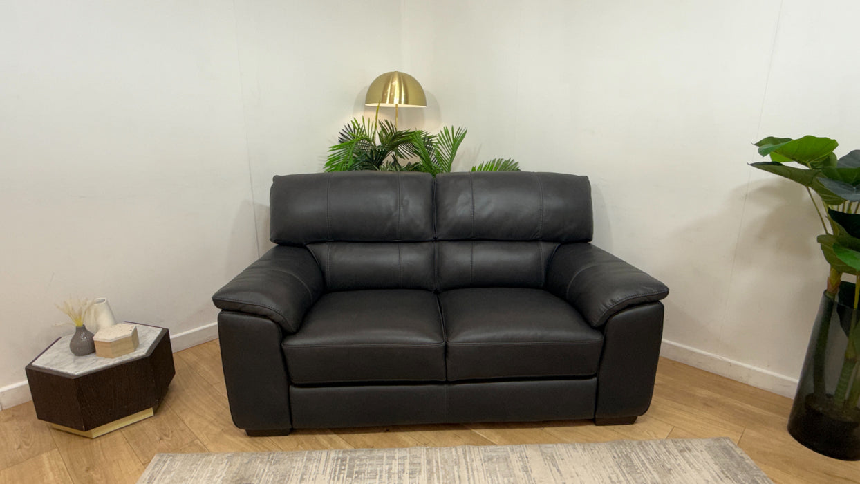 Sofology Santina Leather 2 Seater in Relaxed Soft Charcoal