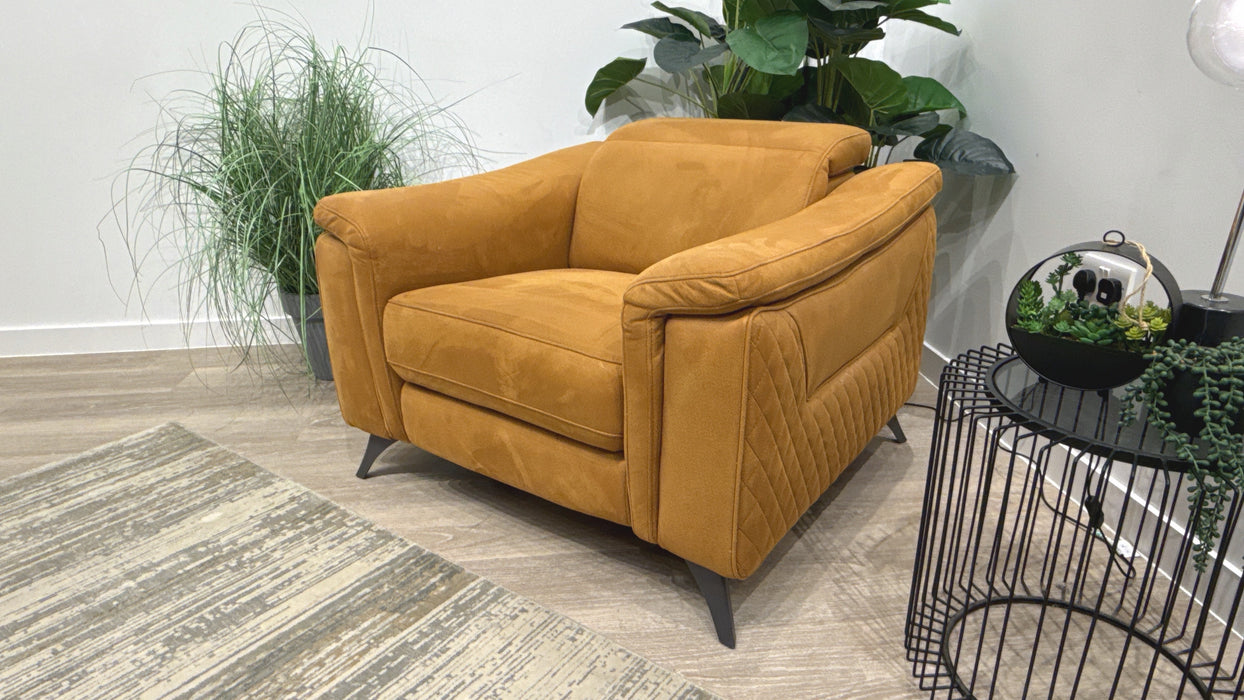 Sofology Ezra Fabric Chair Power Recliner/Headrest Heated Seat in Lifestyle Embossed Tan