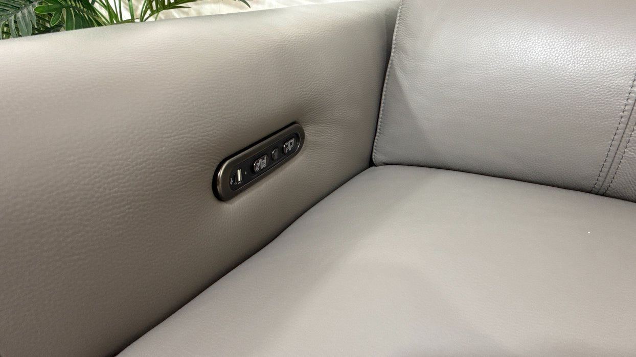 Sofology Ravello Leather Chair Power Recliner/Headrest in Trusty Embossed Elephant