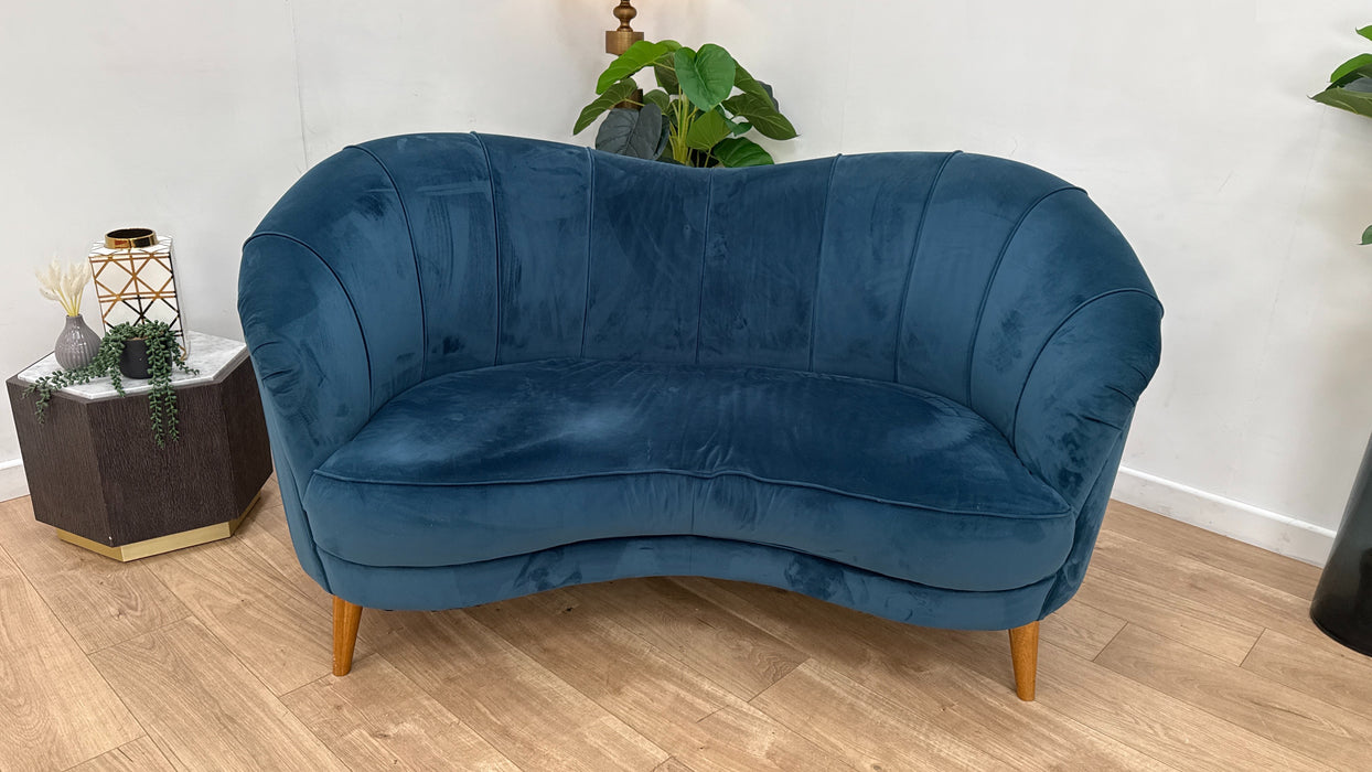 Sofology Perle Fabric 2 Seater in Plush Teal