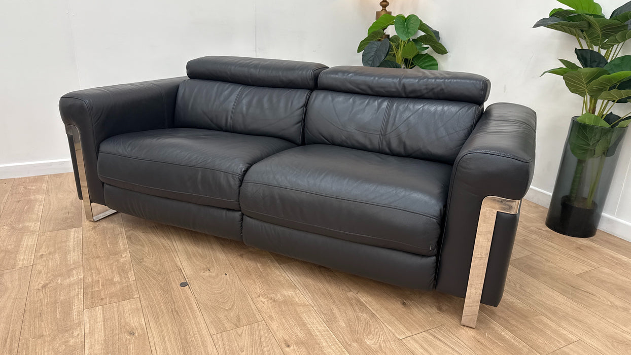 Sofology Moreno Leather 3 Seater Power Recliner in Jet Black