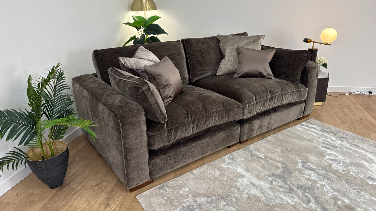 Cavalli 3 Seater Split Sofa - Fabric - Blanik Mushroom Mix