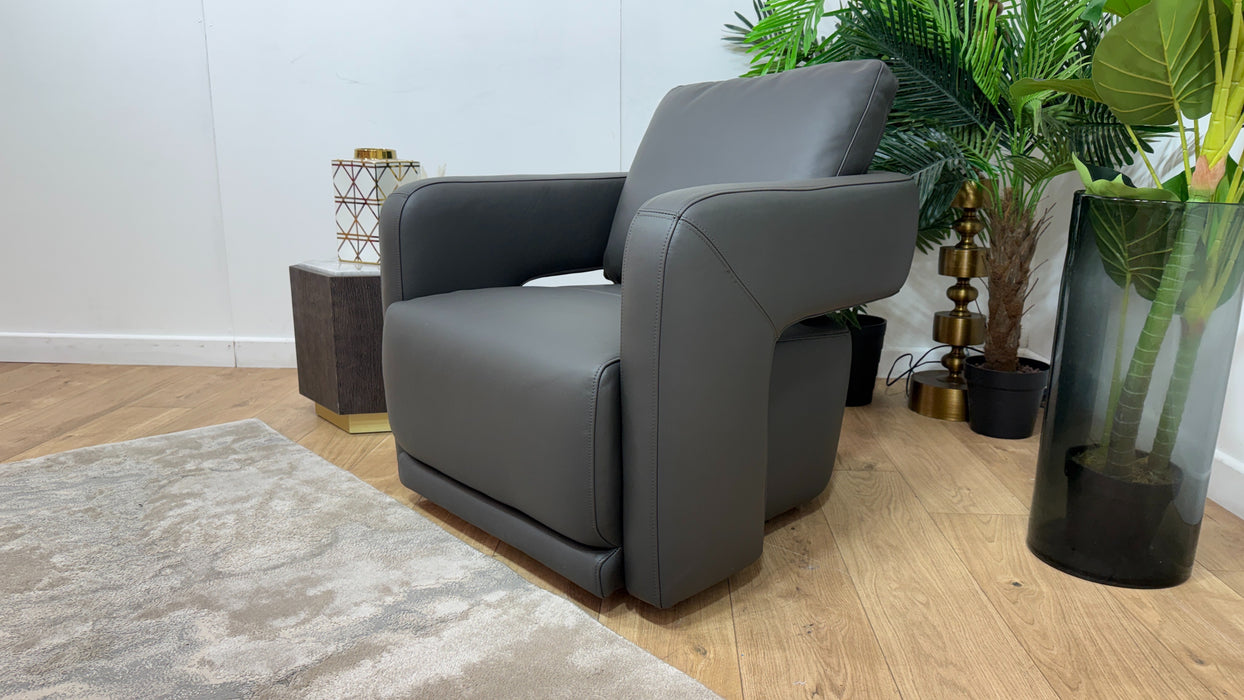 Sofology Flex Leather Accent Chair in Trusty Matt Charcoal