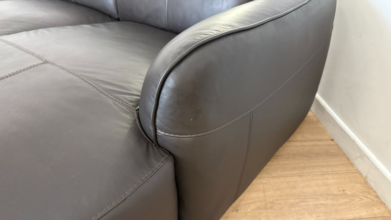 Sofology The Serene Leather 3 Chaise Power Recliner/Headrest in Trusty Matt Dark Brown