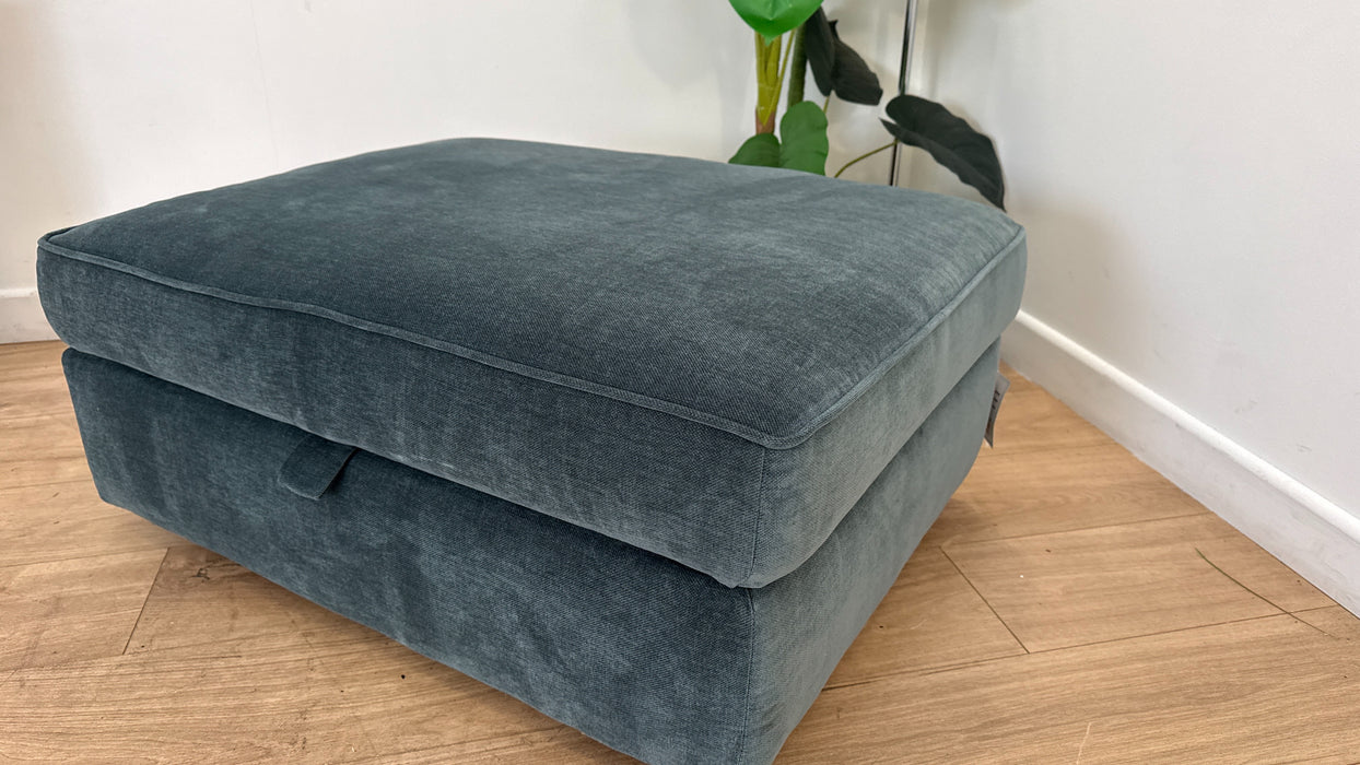 Sofology The Ziggy Fabric Storage Footstool in Soft Textured Chenille Teal