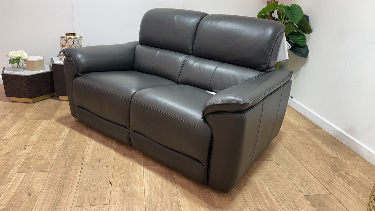 Sofology Hugo Leather 2 Seater in Trusty Embossed Charcoal