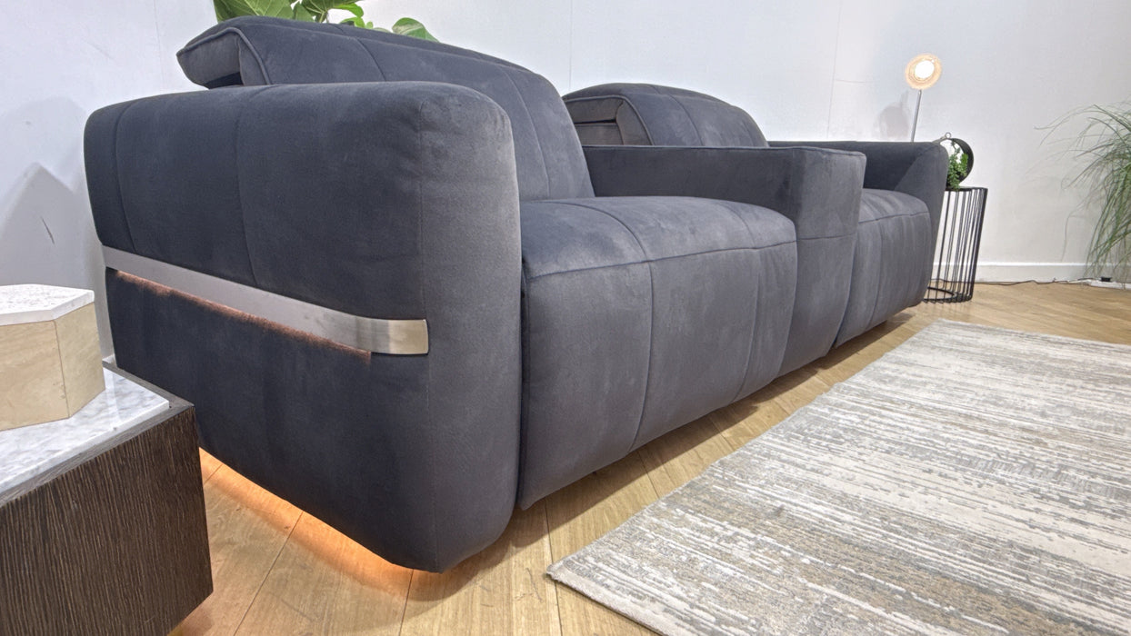 Sofology Lumiere Fabric 2.5 Seater Light Marble Console Power Recliner/Headrest in Lifestyle Flecked Anthracite