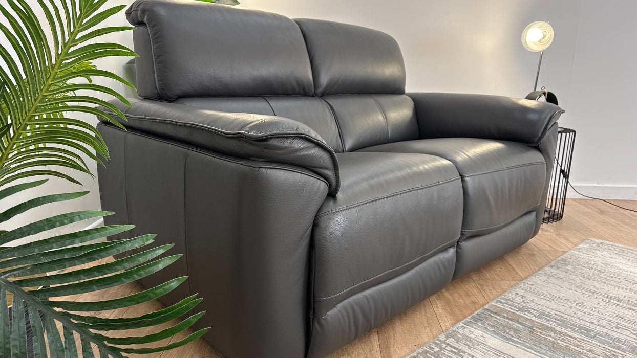 Sofology The Hugo Leather 2 Seater in Trusty Embossed Leather Charcoal