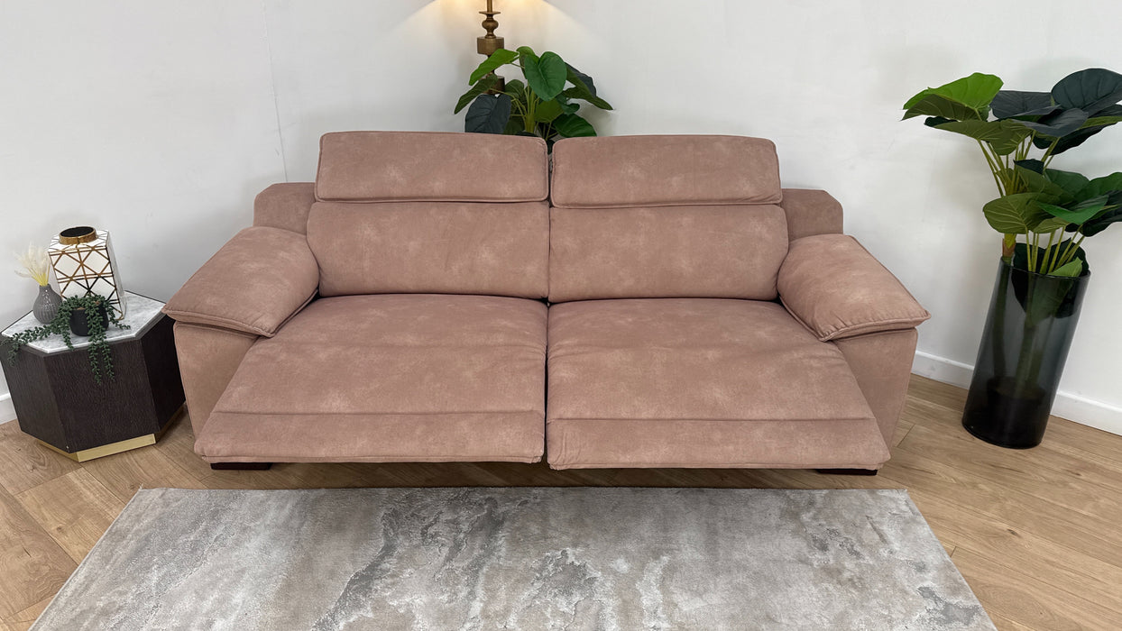 Sofology Benz Fabric 3 Seater Power Recliner/Headrest Heated Seat in Lifestyle Flecked Sand