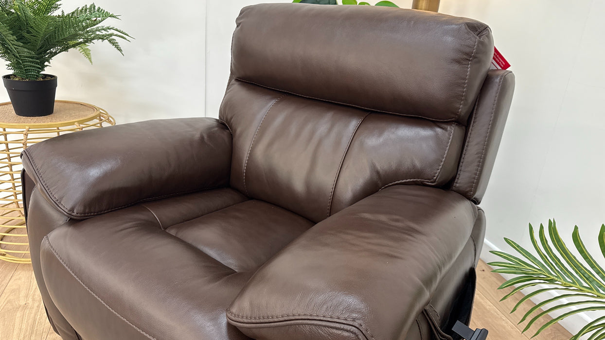 Sofology Radleigh Leather Lift & Rise Chair in Relaxed Embossed Dark Brown