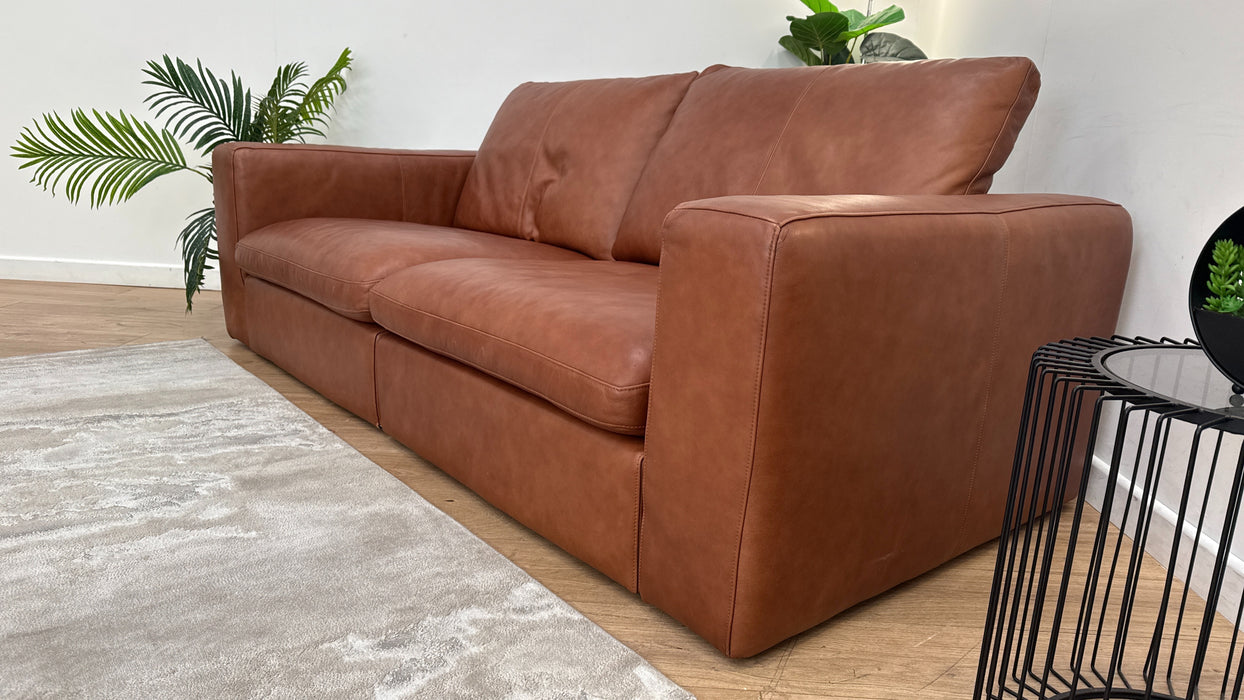 Sofology The Retreat 3 Seater Sofa in Relaxed Soft Leather Tan Mix
